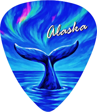 featuring an Alaska whale tail design for gift shops and tourist stores.
